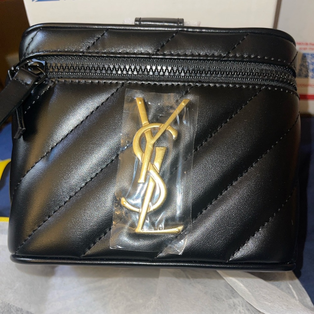 🎁 YSL GWP NOVELTY Black & Gold hard ware Quilted Vanity Crossbody Bag (BEAUTE) - Picture 7 of 11